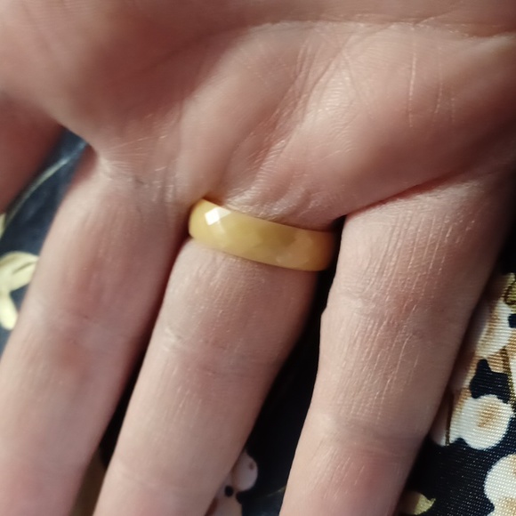 Diamond Cut Solid Faceted Mango Calcite Ring Sz.9 - Picture 5 of 8